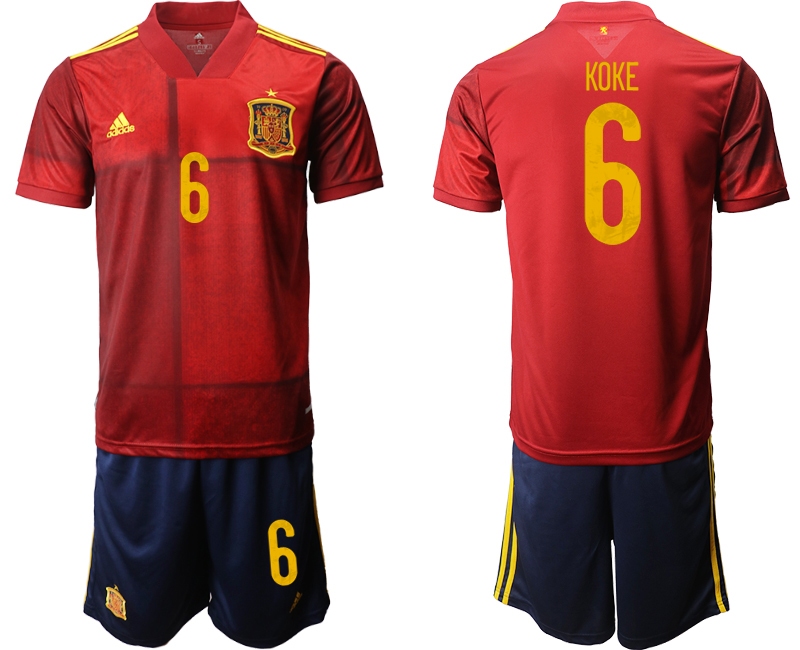 Men 2021 European Cup Spain home red #6 Soccer Jersey